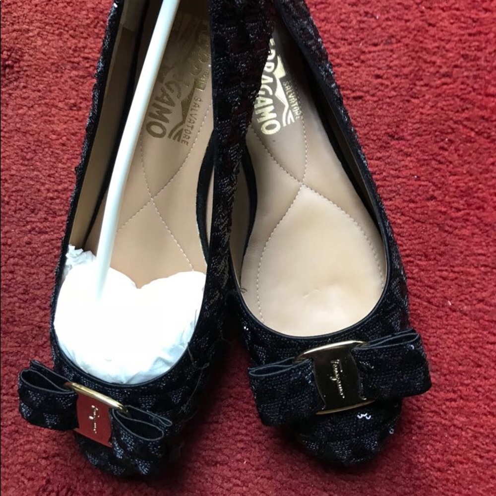 Black Ferragamo flats